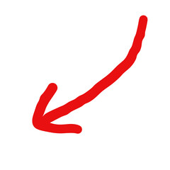 Red arrow down, pointing something with red arrow,  Hand-drawn red arrow icon