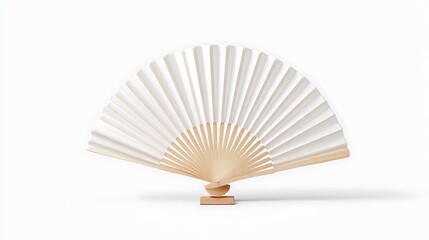High quality photo of white folded hand fan mockup on a white background.