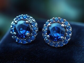 Elegant Sapphire Earrings with Blue Gemstones and Silver Setting