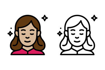 Vector Graphic of line art, a woman's radiant face, perfect for beauty products, wellness blogs, or beauty young girl icon concepts.