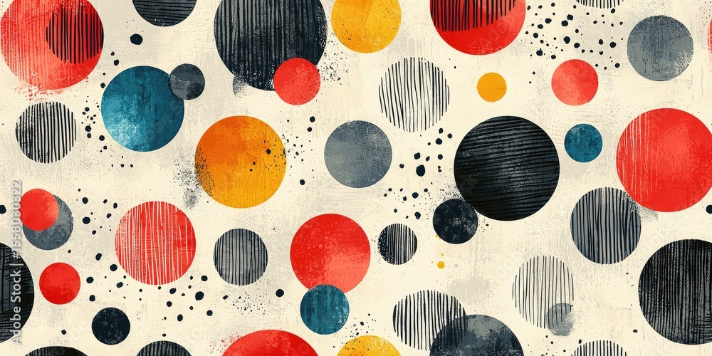 Poster An abstract visual featuring hand-drawn geometric patterns exhibiting a hand-crafted quality, blending whimsical and precise shapes with subtle variations in color and te