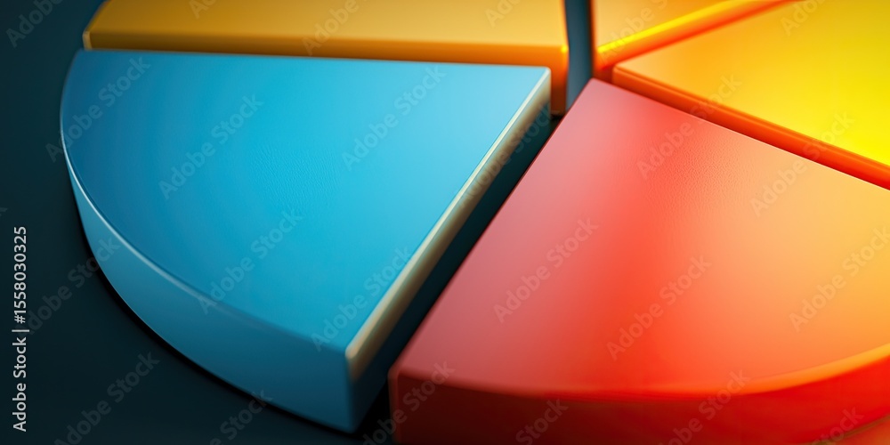 Poster a pie chart with clearly defined segments and smooth gradients, suitable for professional business-themed backgrounds.