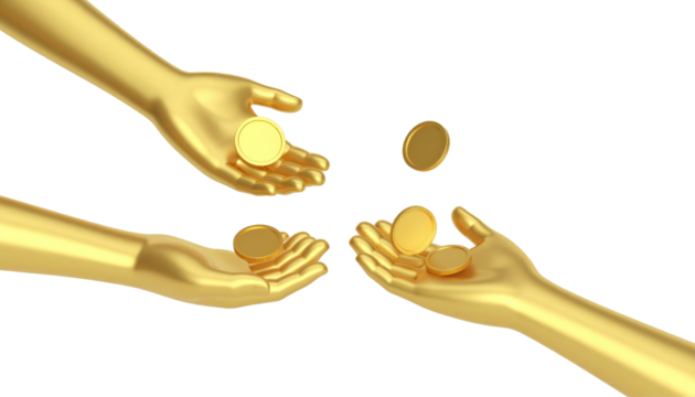 Golden hand illustration icon on white background