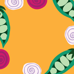 peas, beetroot and onion card, banner, poster, background, wallpaper illustration template