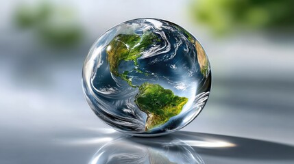 A illustration of Earth enclosed within a transparent glass sphere