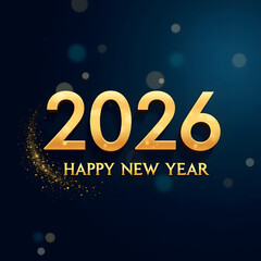Happy New Year 2026 celebration card design with snow and star decoration, a festive winter holiday illustration
