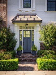 stylish front door of an american house