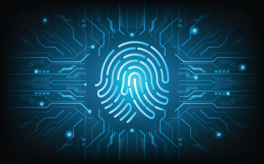 Futuristic fingerprint authentication system background with biometric scan pattern, digital identity access, cyber security interface, and abstract technology design for encryption, privacy.