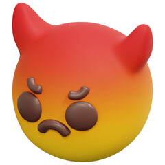 3D Angry Devil Face Emoji Icon