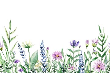 Naklejka premium Vibrant Watercolor Flowers Border Design for Background or Decorative Use in Modern Art