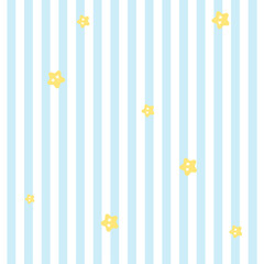 Illustration of blue stripe with flowers background for wallpaper, backdrop, floral print, spring and summer, fabric, garment, textile, duvet, pyjamas, paper design, book cover, nature, garden