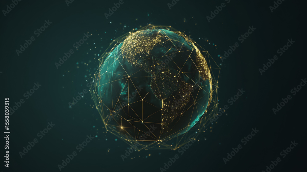 Wall mural background network points earth's surface wave background abstract digital wave background informati