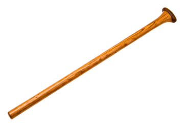 Classic wooden self-defense stick with a polished hardwood finish isolated with transparent background
