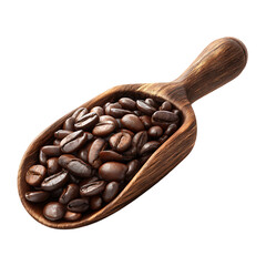 Fototapeta premium Roasted coffee beans in a wooden scoop