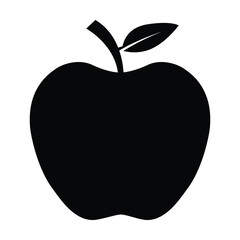 Silhouette Apple Fruit Vector Icon, Apples Split In Half, Healthy Fruit Apple Fruit On White Background.