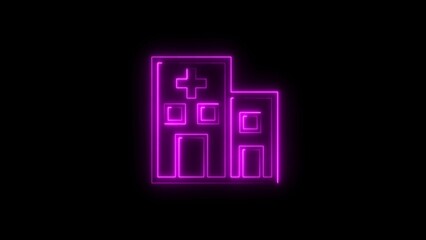 neon hospital icon illustration.glowing hospital icon on black background.