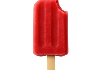 Studio shot of a partially eaten red popsicle on a transparent background, ideal for summer and refreshment themes