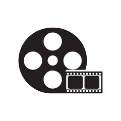 Fototapeta premium Film Reel and Strip Icon Representing Cinema, Filmmaking, or Video Production, Symbolizing Entertainment, Media, and Visual Storytelling through Motion Pictures