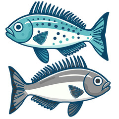 fish vector flat, isolated with white transparant background	
