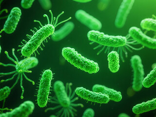 microorganisms, microscope, green, cells, organic, biology, research, glowing, intricate