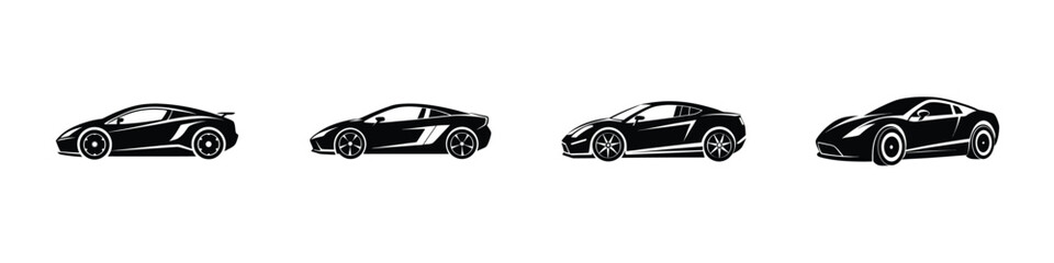 Fototapeta premium Bold portrayal of a sleek sports car leaping forward in profile view Isolated on White Background