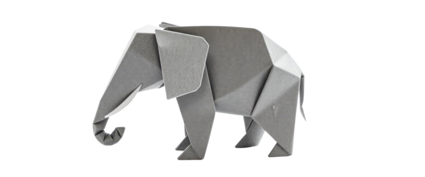 Grey Origami Elephant