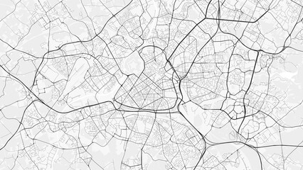 Lille City Map. Minimalist black and white line art poster for printing, wallpaper, wall art for home and office decor