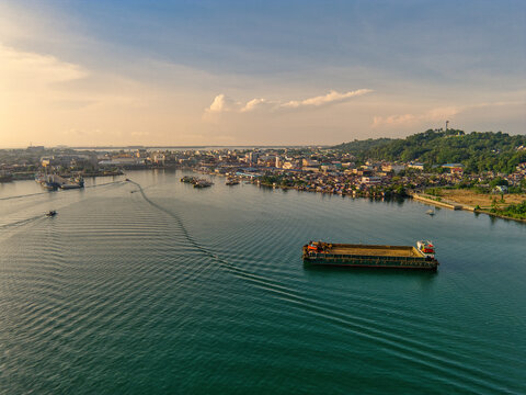 Dawn over Tacloban City and port in Leyte Philippines
