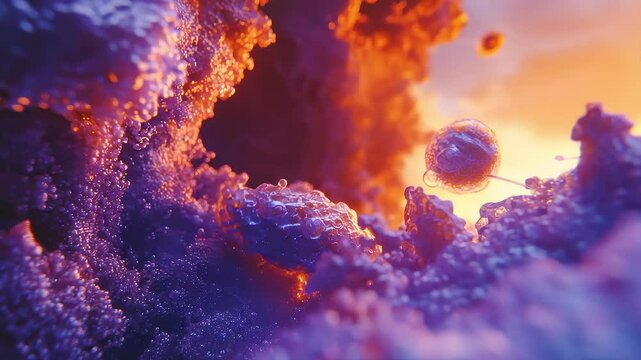 Dynamic Demonstration of Microscopic Life Forms Cells Viruses