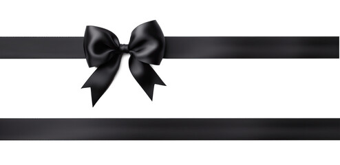 A black ribbon with a black bow on a transparent background