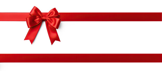 A red ribbon with a bow on a transparent background