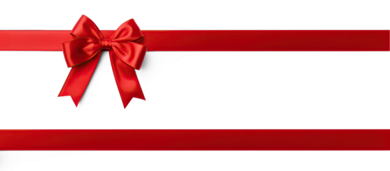 A red ribbon with a bow on a transparent background
