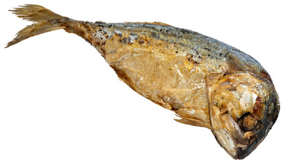Fried mackerel isolated on white background, Fried mackerel on white PNG File.