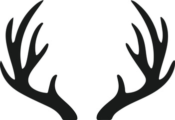 Silhouette of majestic stag antlers on a clean white background