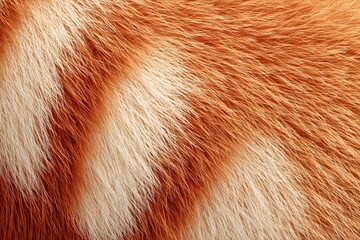 Close-up of a vibrant orange and white fur pattern, displaying texture and color variations
