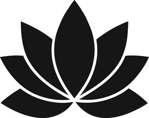 Lotus Flower Silhouette Icon  on white background
