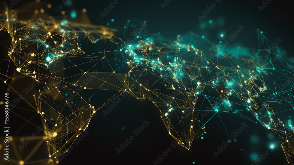 Wall mural background network points earth's surface wave background abstract digital wave background informati