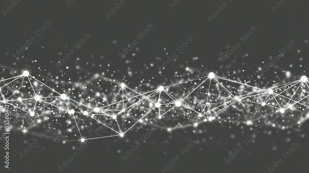 Poster abstract network design with glowing nodes and lines.
