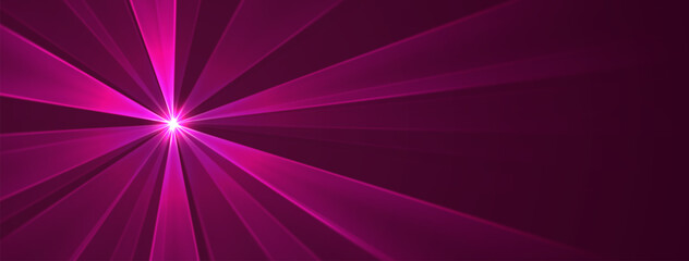 Pink lasers background., glowing rays or neon beams, bright futuristic backdrop. Concert or nightclub spotlights. Vector illustration.