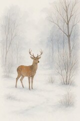 watercolor illustration of winter scenery