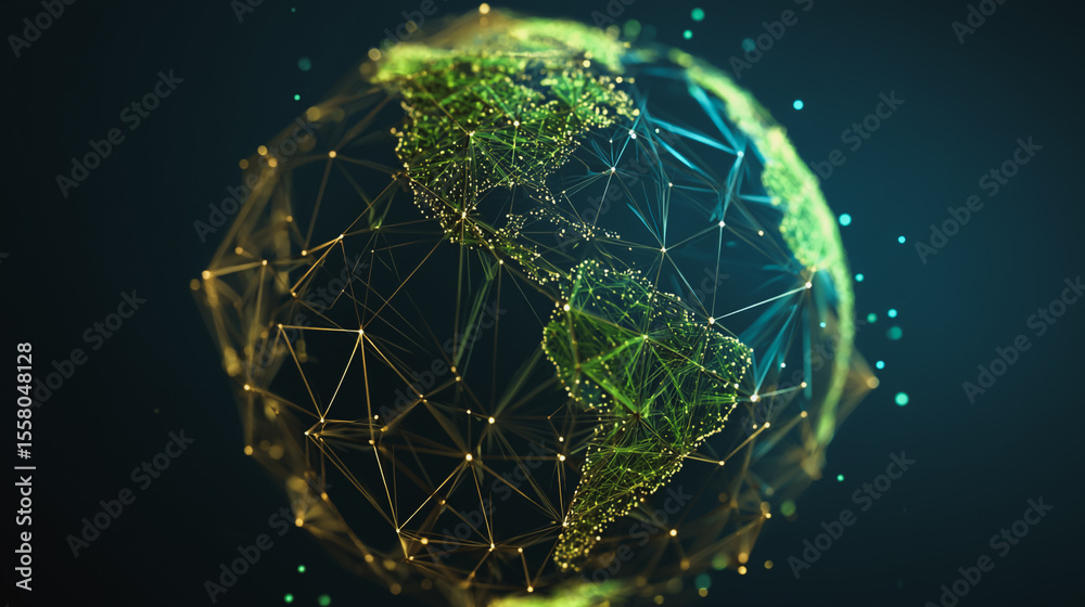Wall mural background network points earth's surface wave background abstract digital wave background informati