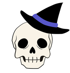Cute Halloween skull clipart, cartoon skull illustration with spooky and fun style, great for holiday decor and kids projects.
