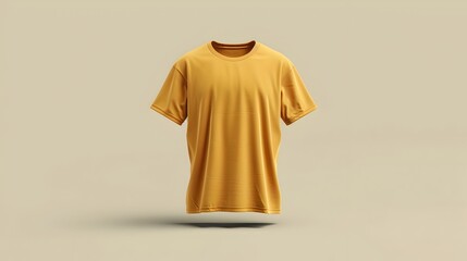 Oversized Mustard Yellow 3D Rendered T-Shirt Mockup on Isolated Background
