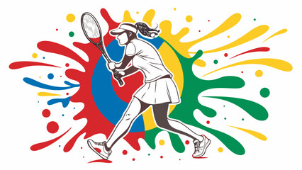 Fototapeta premium Colorful Tennis Splash Art – Dynamic Racket Sports Illustrations