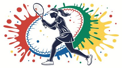 Obraz premium Colorful Tennis Splash Art – Dynamic Racket Sports Illustrations