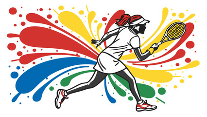Obraz premium Colorful Tennis Splash Art – Dynamic Racket Sports Illustrations