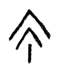 Black grunge hand drawn arrow. Arrow isolated on white. Vector illustration.