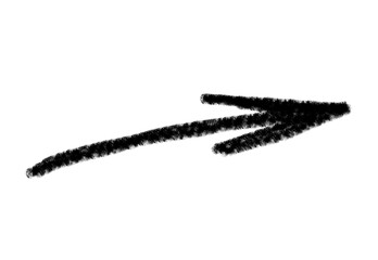 Black grunge hand drawn arrow. Arrow isolated on white. Vector illustration.