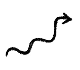 Black grunge hand drawn arrow. Arrow isolated on white. Vector illustration.