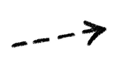 Black grunge hand drawn arrow. Arrow isolated on white. Vector illustration.